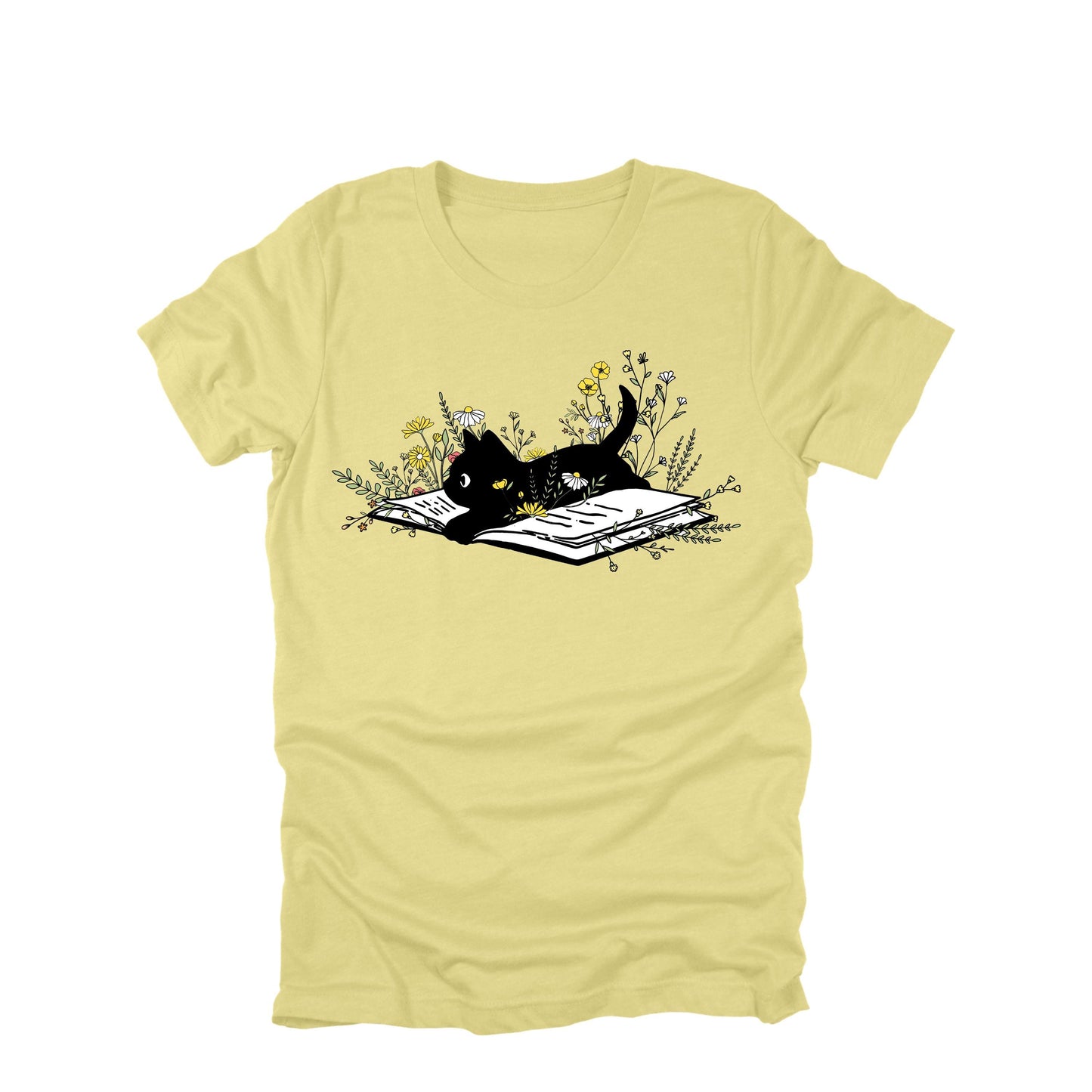 Black Cat Book Shirt, Cat Lover Book Shirt, Reading Cat Tee, Book Lover Shirt, Floral Cat Shirt, Cute Cat Graphic Tee