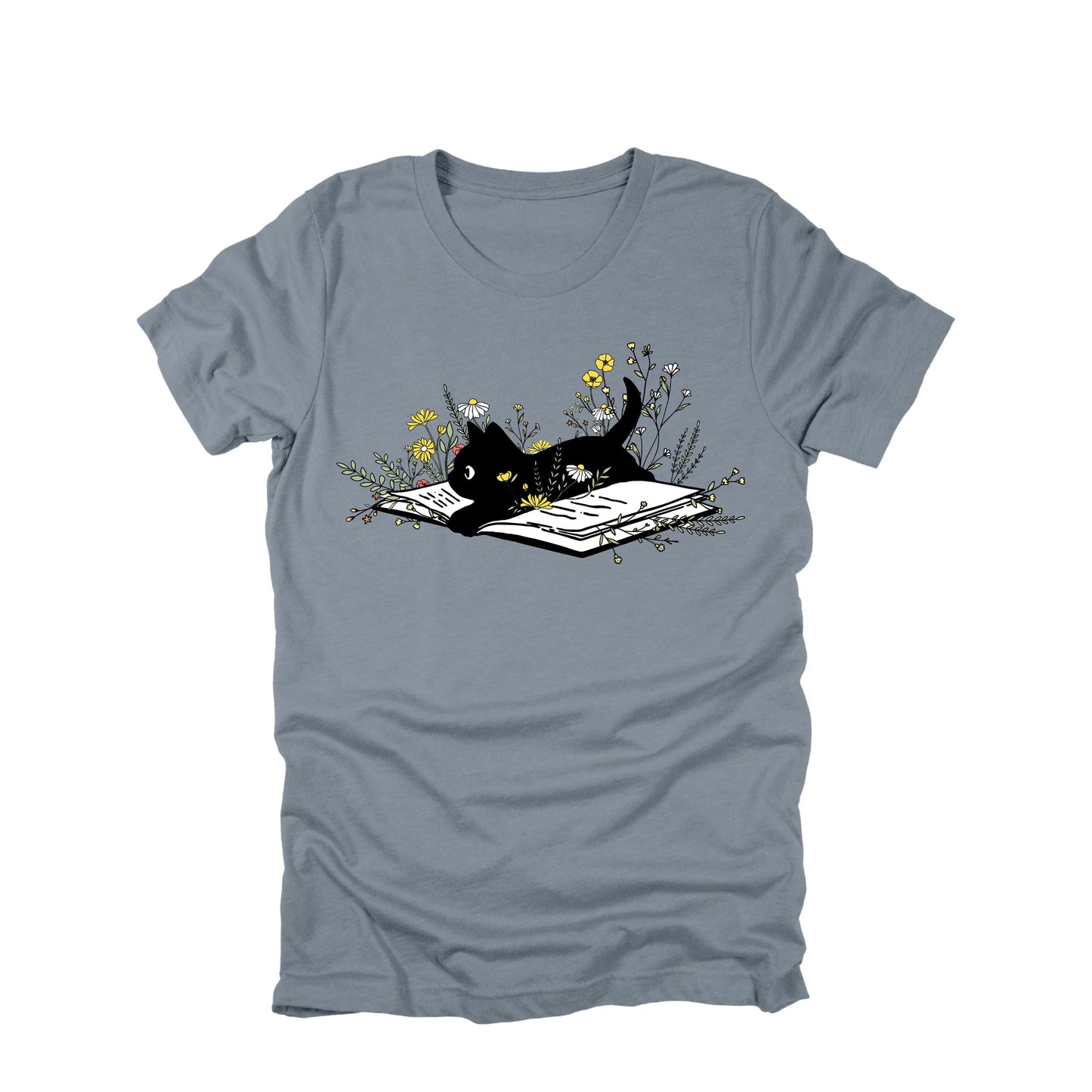 Black Cat Book Shirt, Cat Lover Book Shirt, Reading Cat Tee, Book Lover Shirt, Floral Cat Shirt, Cute Cat Graphic Tee