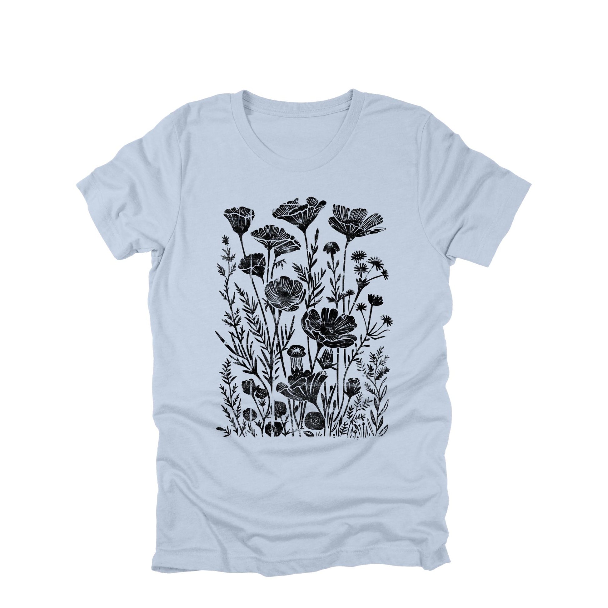 Floral Graphic Shirt: Black Distressed Style