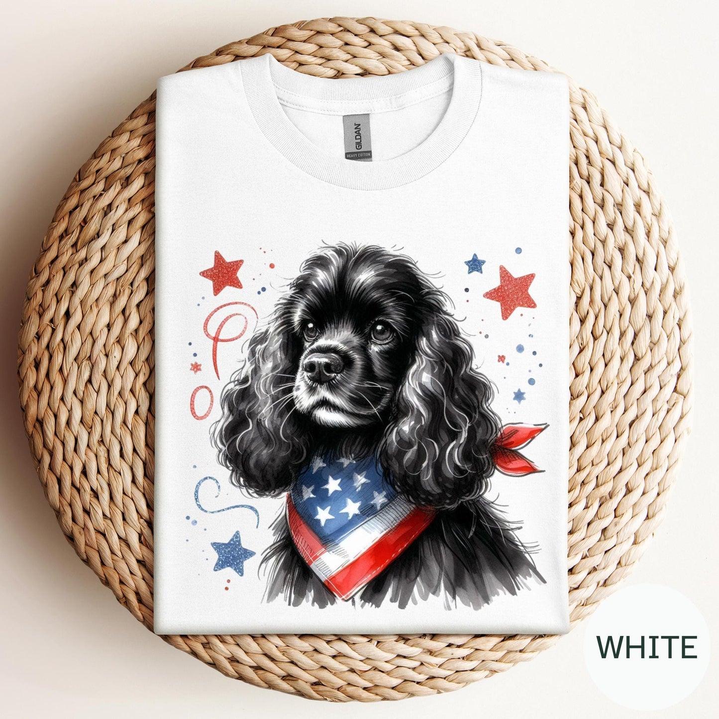 Black Cocker Spaniel 4th of July Shirt: Patriotic Dog Mom Tee