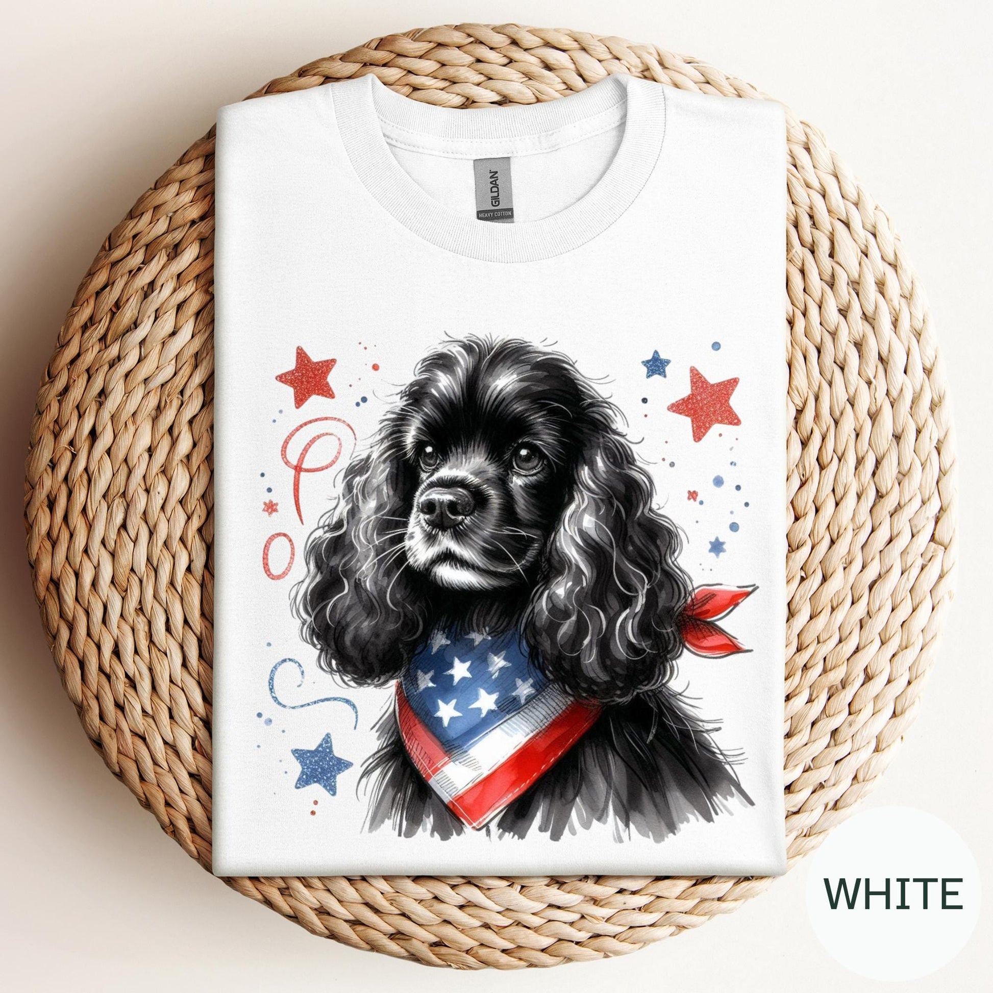 Black Cocker Spaniel 4th of July Shirt: Patriotic Dog Mom Tee