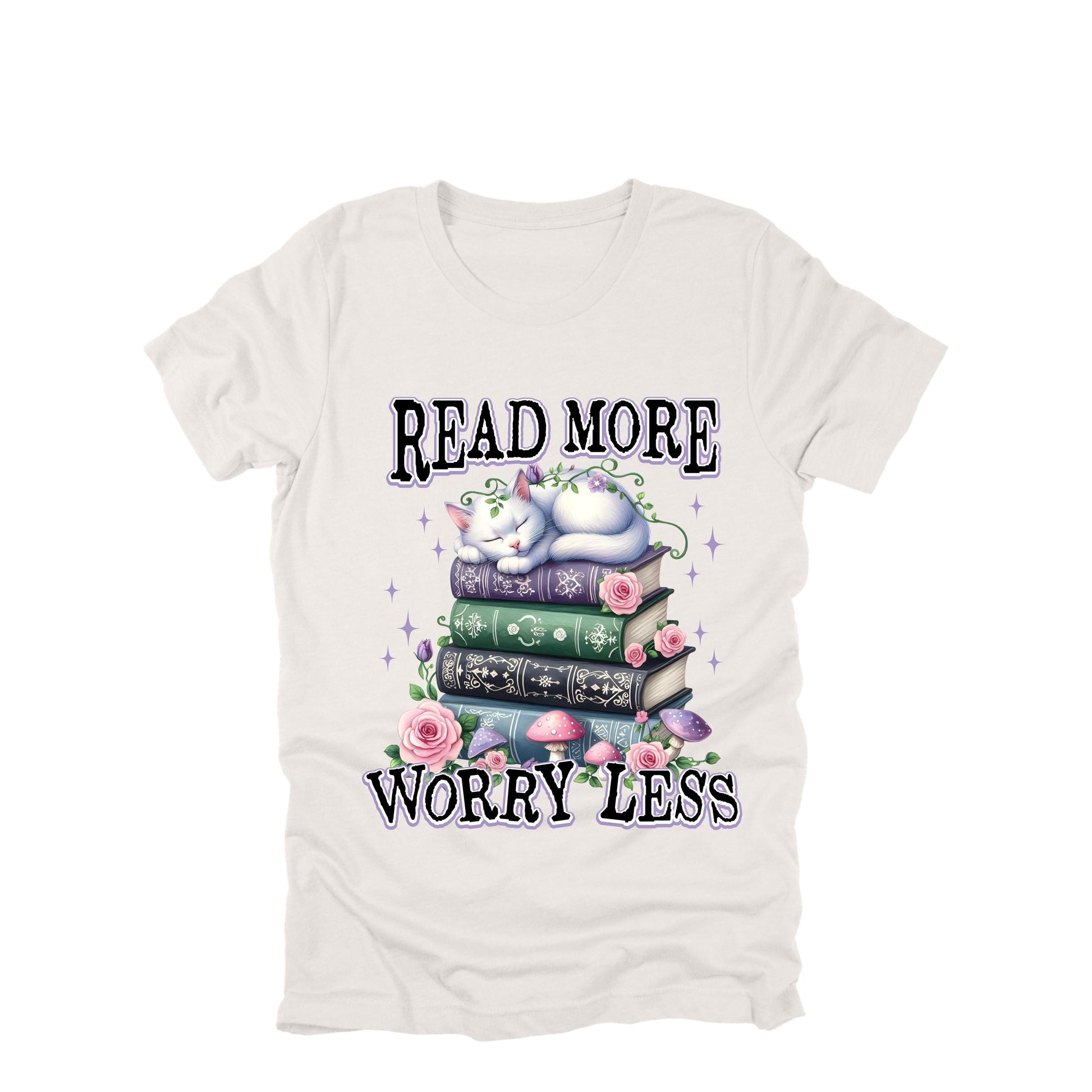 Read More Worry Less Shirt, Book Lover Shirt, Cute Cat Book Shirt, Reading Cat Tee, Bookish Shirt, Reader Gift