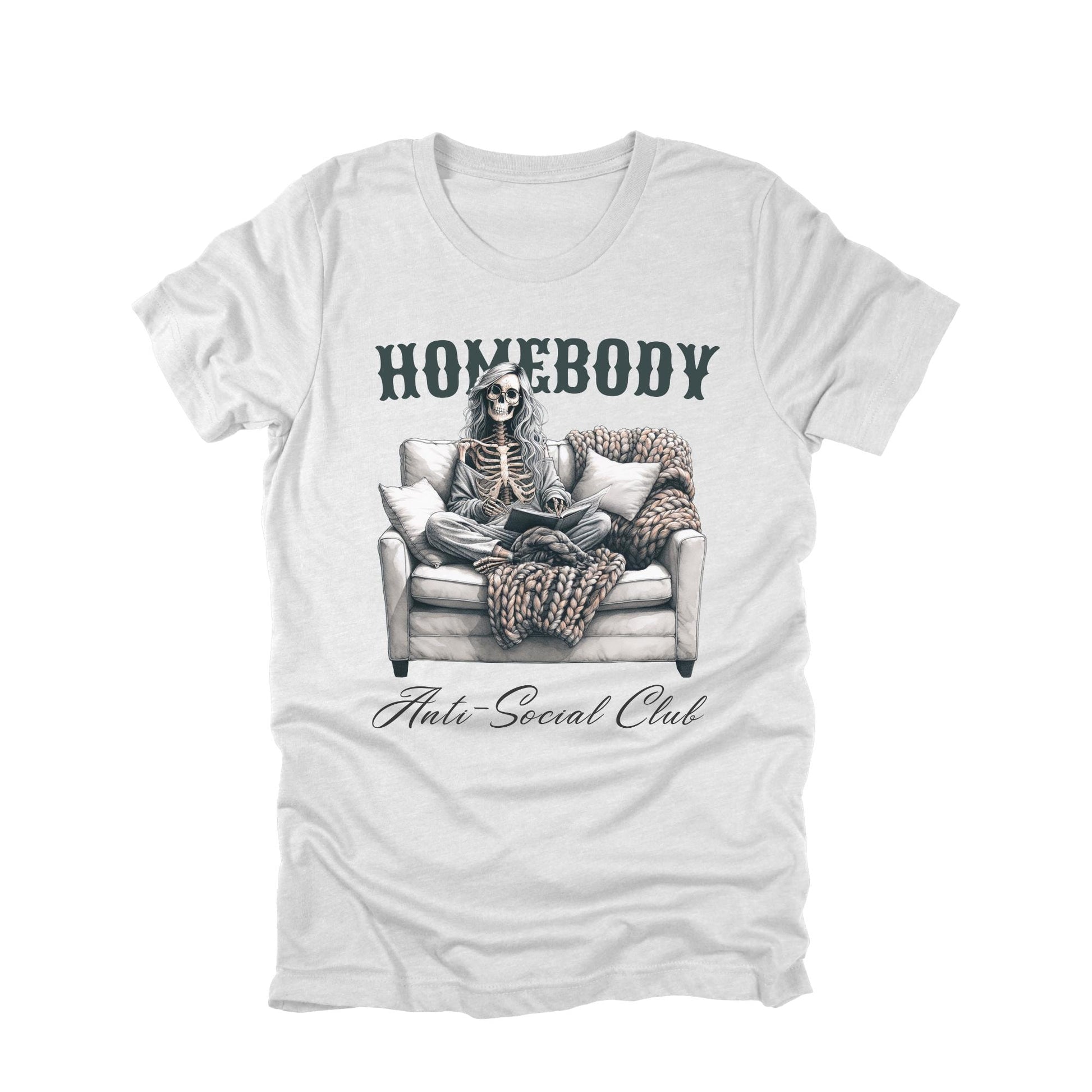 Homebody Anti Social Club Shirt, Funny Introvert Shirt, Skeleton Reading Tee, Cozy Book Lover Graphic Tee, Funny Homebody Shirt