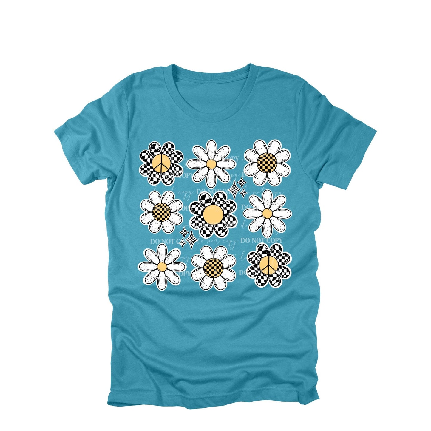 Retro Daisy Shirt, Checkered Daisy Flower Shirt, Peace Sign Daisy Tee, Groovy Floral Graphic Tee, Boho Flower Shirt, Vintage Daisy Shirt