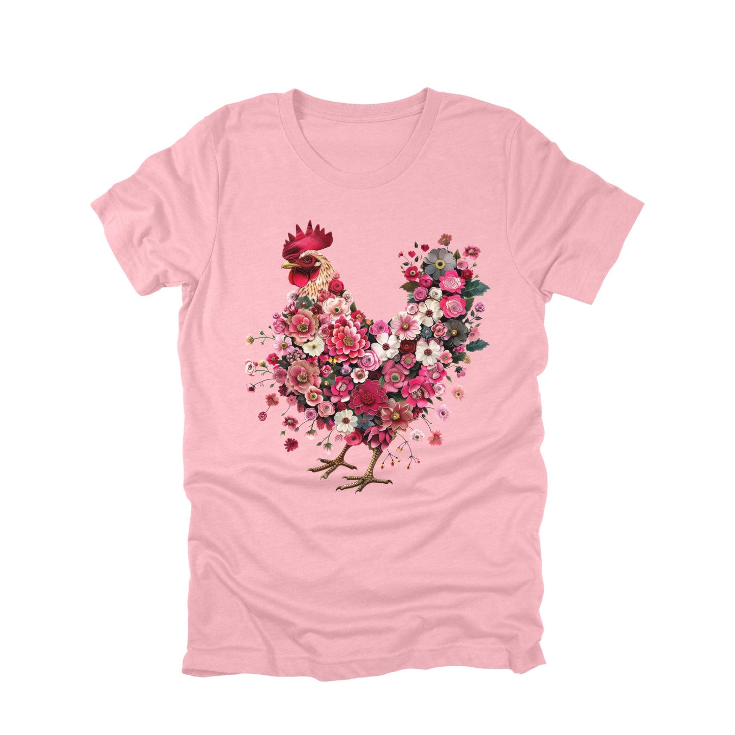 Floral Chicken Shirt, Vintage Floral Chicken Tee, Farm Chicken Graphic Shirt, Cottage Farm Hen Tee