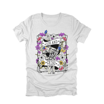 Rise and Grind Shirt, Skeleton Rock On Hand Tee, Floral Skeleton Graphic T-Shirt, Motivational Hustle Top, Retro Wildflower Skeleton Shirt