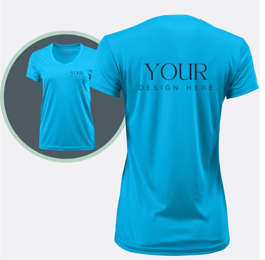 Ladies UPF Short Sleeve V-Neck Custom Sun Shirt, Crew Neck Short Sleeve UPF Shirt, Personalized Performance Tee, Custom Logo Shirt