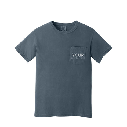 Comfort Colors 6030 Custom Pocket T-Shirt, Upload Your Logo, Personalized Business Shirt, Front Back Logo Tee