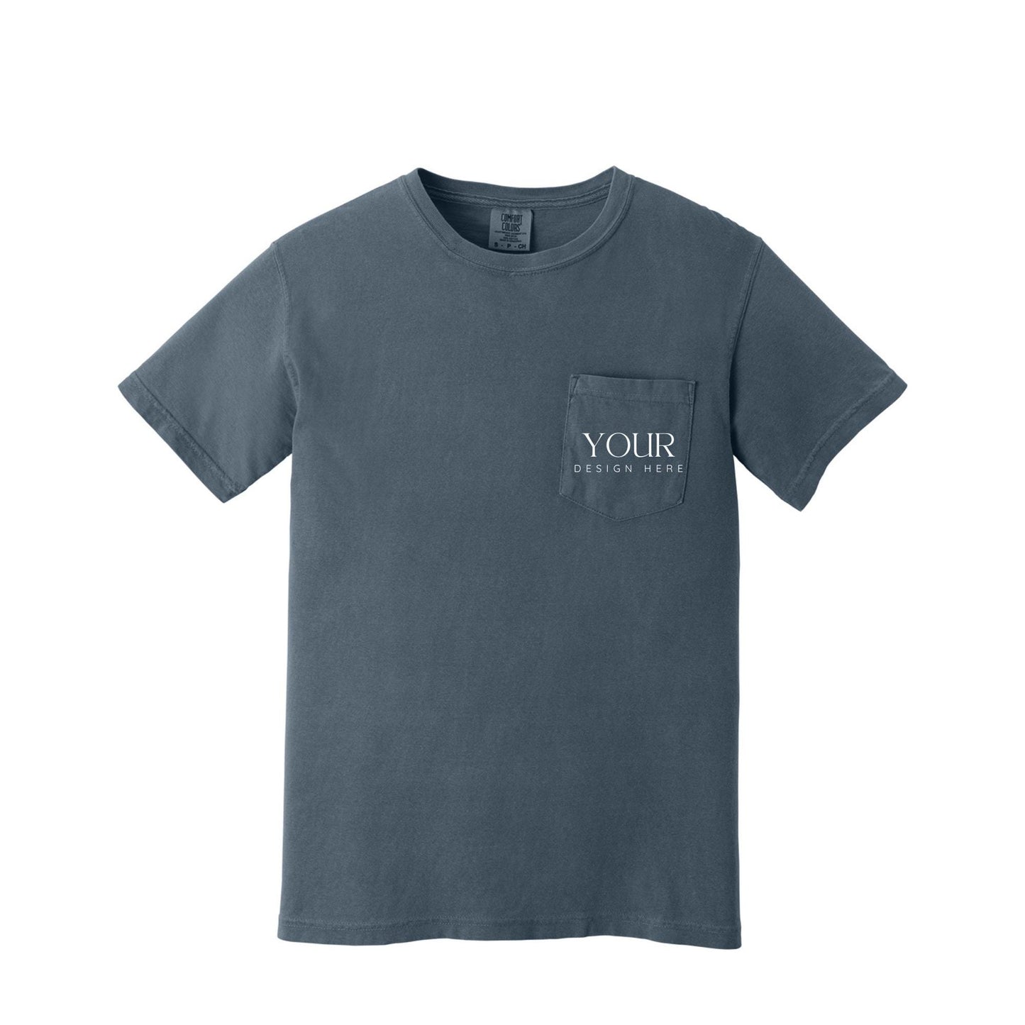 Comfort Colors 6030 Custom Pocket T-Shirt, Personalized Logo Shirt, Custom Business Tee, Front Back Logo Shirt, Company Team Shirt