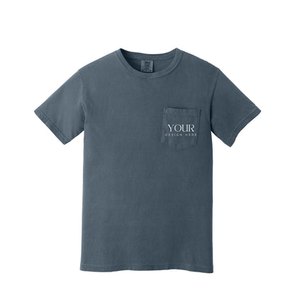 Comfort Colors 6030 Custom Pocket T-Shirt, Personalized Logo Shirt, Custom Business Tee, Front Back Logo Shirt, Company Team Shirt