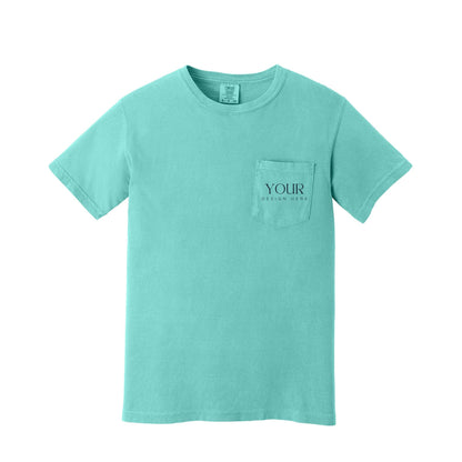 Comfort Colors 6030 Custom Pocket T-Shirt, Personalized Logo Shirt, Custom Business Tee, Front Back Logo Shirt, Company Team Shirt