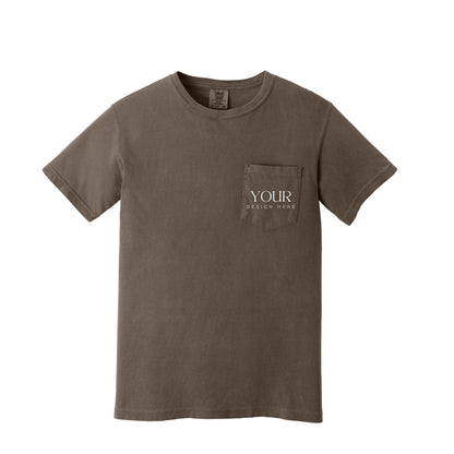 Comfort Colors 6030 Custom Pocket T-Shirt, Upload Your Logo, Personalized Business Shirt, Front Back Logo Tee