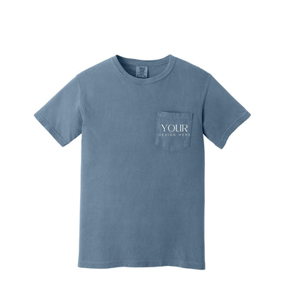 Comfort Colors 6030 Custom Pocket T-Shirt, Upload Your Logo, Personalized Business Shirt, Front Back Logo Tee