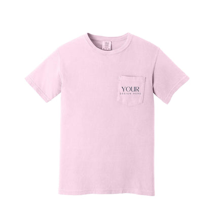 Comfort Colors 6030 Custom Pocket T-Shirt, Upload Your Logo, Personalized Business Shirt, Front Back Logo Tee