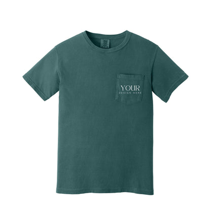 Comfort Colors Cotton T-shirt, Personalized Pocket Tee, Custom Logo Shirt, Garment Dyed Shirt, Custom Text Shirt, Business Tee