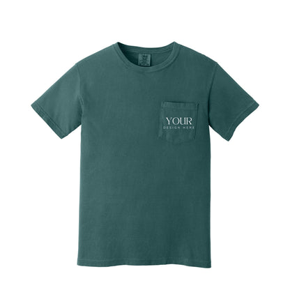 Comfort Colors 6030 Custom Pocket T-Shirt, Upload Your Logo, Personalized Business Shirt, Front Back Logo Tee