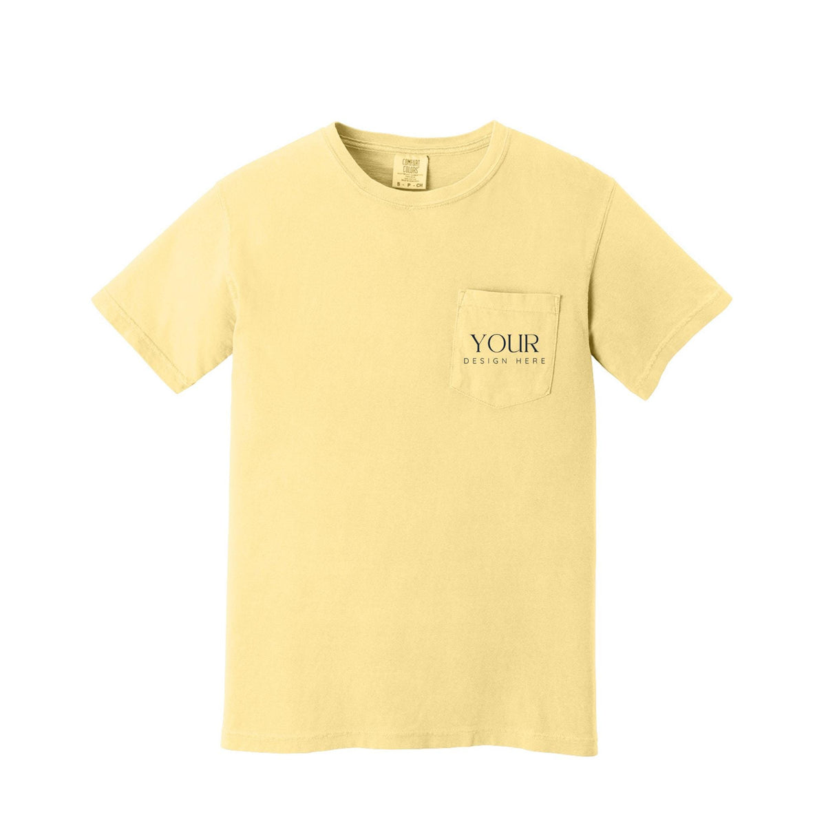 Comfort Colors 6030 Custom Pocket T-Shirt, Upload Your Logo, Personalized Business Shirt, Front Back Logo Tee