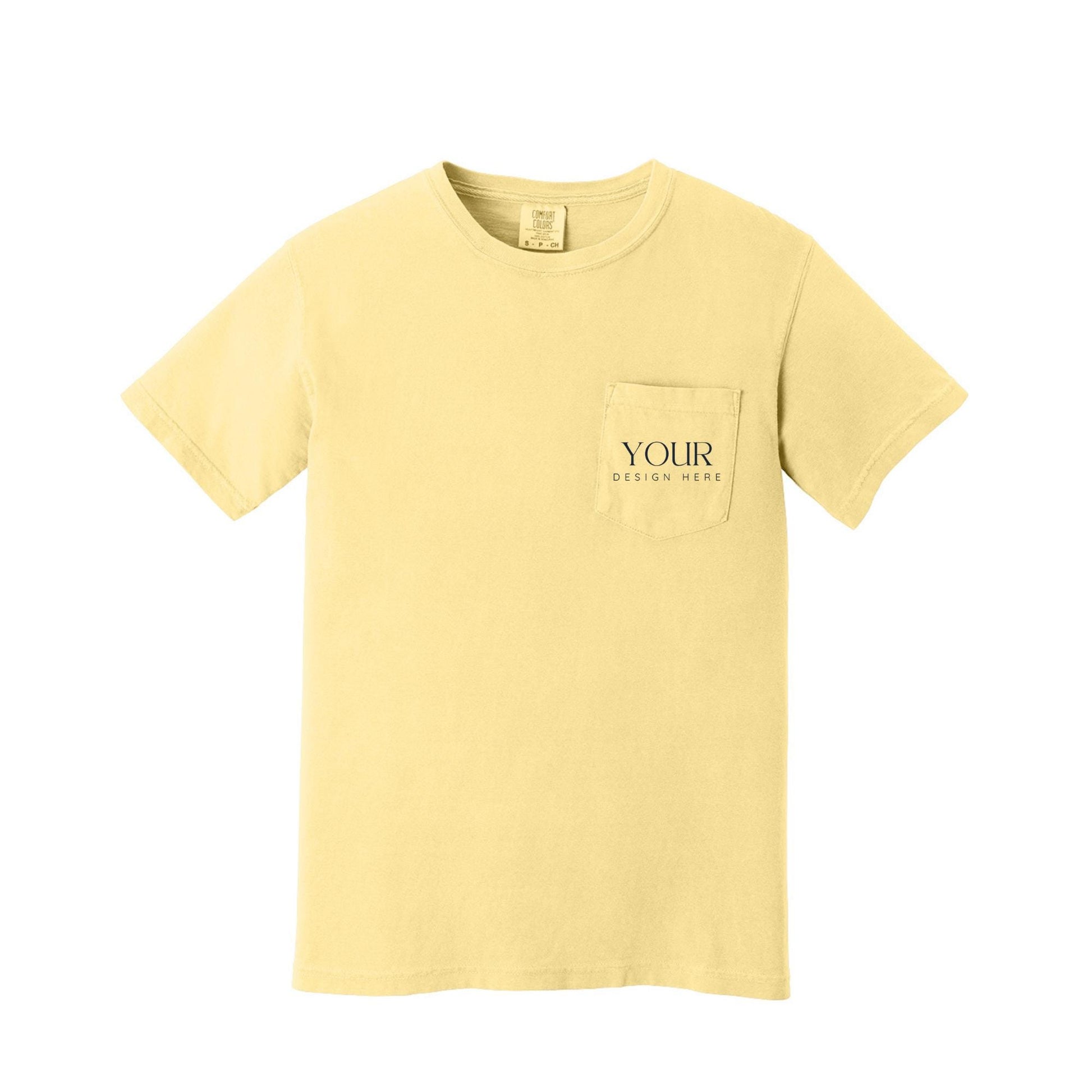 Comfort Colors 6030 Custom Pocket T-Shirt, Upload Your Logo, Personalized Business Shirt, Front Back Logo Tee