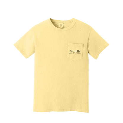 Comfort Colors 6030 Custom Pocket T-Shirt, Upload Your Logo, Personalized Business Shirt, Front Back Logo Tee