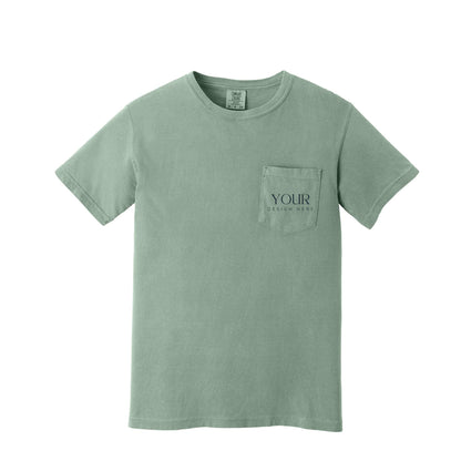 Comfort Colors 6030 Custom Pocket T-Shirt, Upload Your Logo, Personalized Business Shirt, Front Back Logo Tee