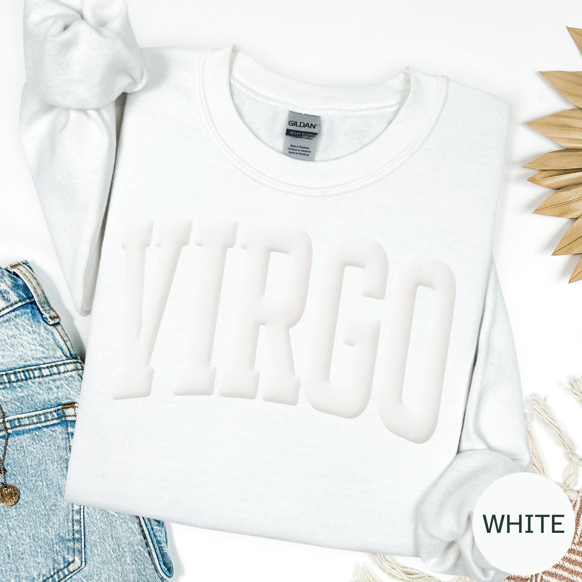 Zodiac Sweatshirt: CURVED Puff Print Design - Personalized Astrology Shirt