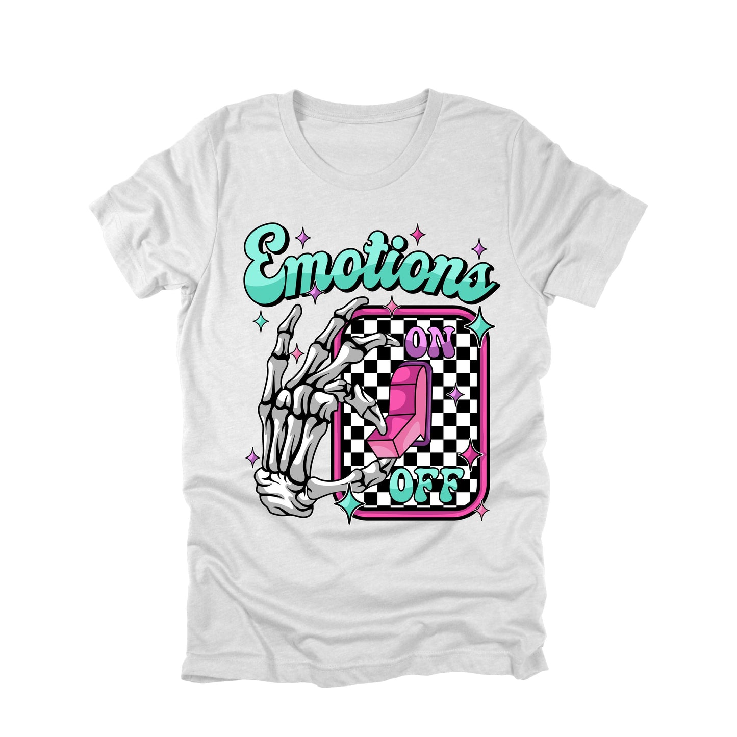 Emotions On Off Shirt Skeleton Hand Switch Graphic Tee Funny Mental Health Humor Shirt
