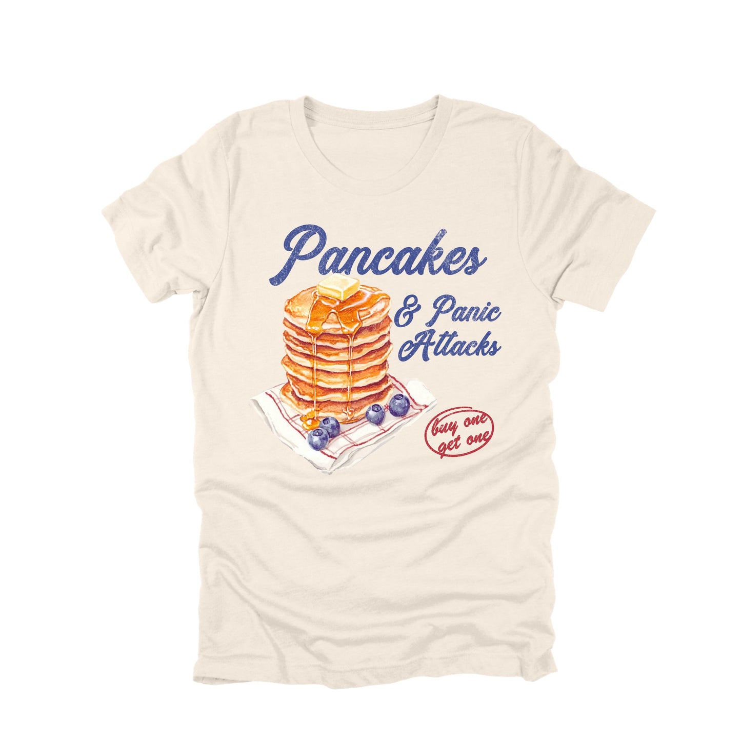 Pancakes and Panic Attacks Shirt Funny Breakfast Humor Graphic Tee