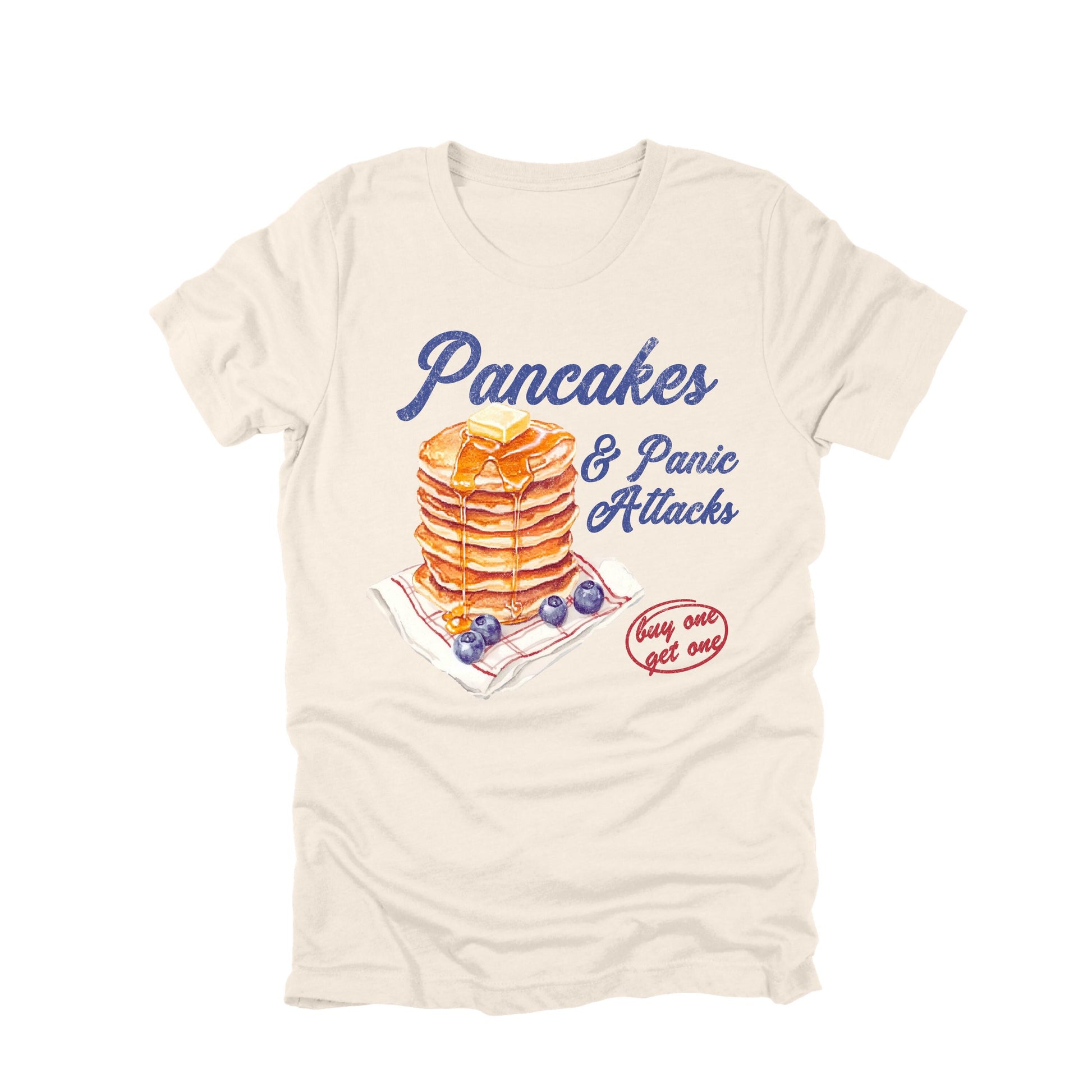 Pancakes and Panic Attacks Shirt Funny Breakfast Humor Graphic Tee