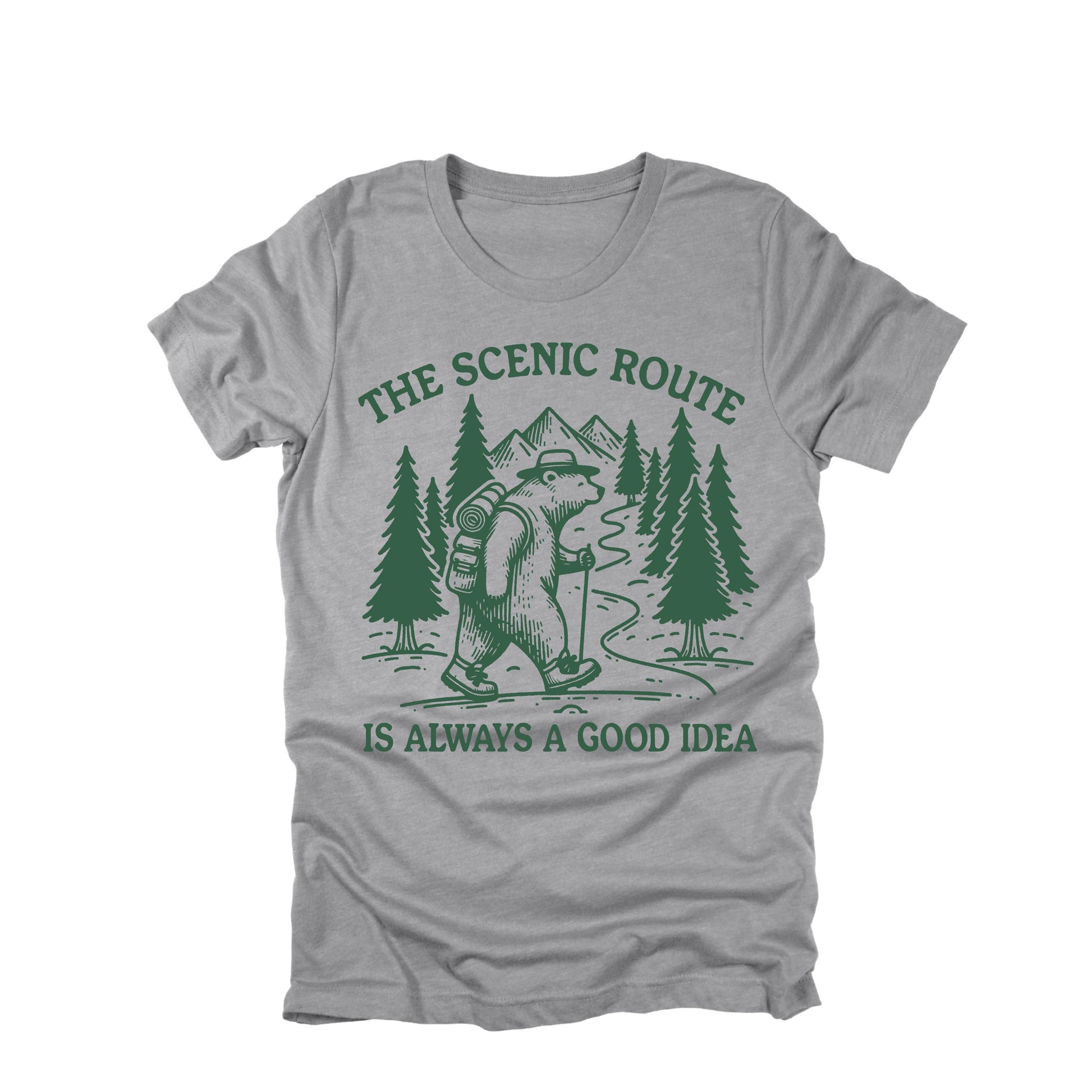 The Scenic Route Is Always A Good Idea Shirt Hiking Bear Graphic Tee Nature Shirt