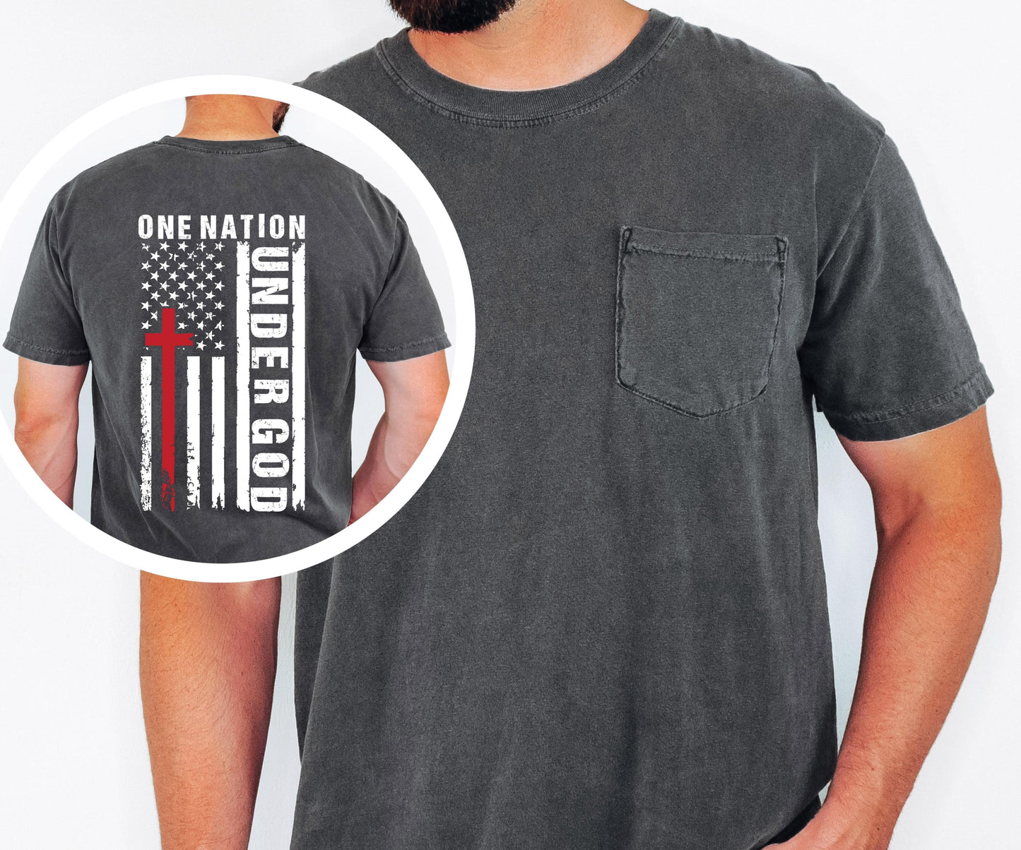 One Nation Under God Shirt, Christian American Flag Tee, Patriotic Faith Shirt, Cross Flag Shirt, Mens Religious Tee