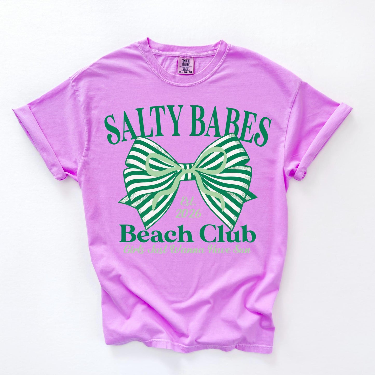 Salty Babes Beach Club Shirt, Coastal Bow Tee, Comfort Colors T Shirt, Summer Vacation Shirt, Girls Trip Tee