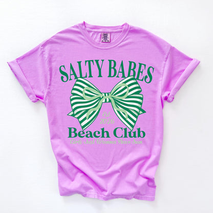 Salty Babes Beach Club Shirt, Coastal Bow Tee, Comfort Colors T Shirt, Summer Vacation Shirt, Girls Trip Tee