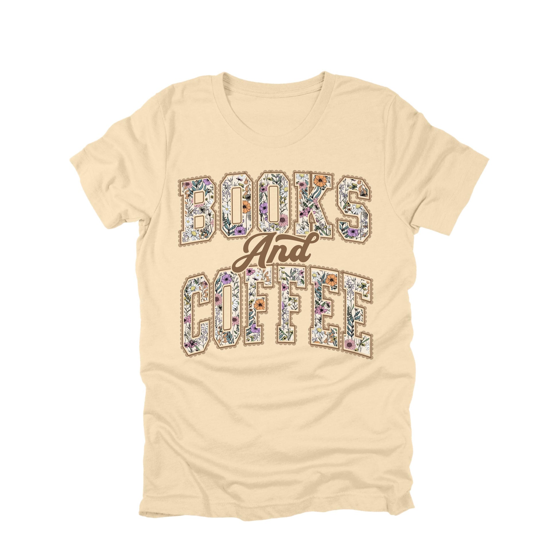 Books and Coffee Tee Floral Letter Shirt Book Lover Gift Reading Shirt Cozy Reader Tee