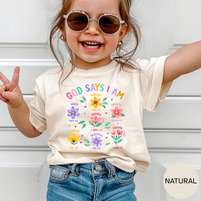 Kids Christian Shirt God Says I Am Tee Bible Verse Kids Shirt Faith Based Toddler Youth Shirt