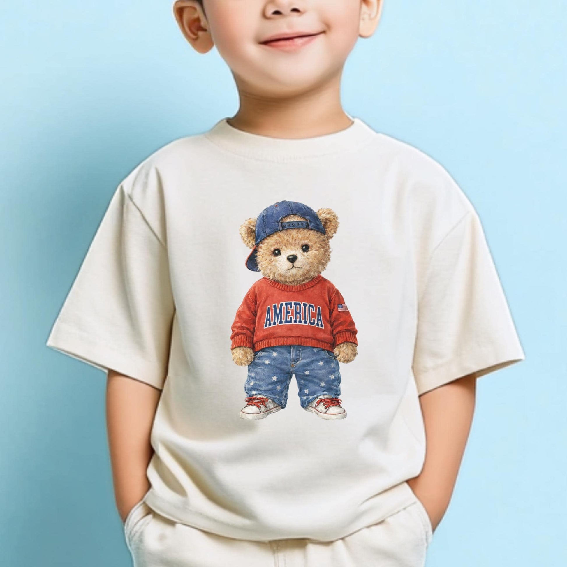 Kids America Bear Shirt Patriotic Kids Tee 4th of July Toddler Youth Shirt Cute USA Bear