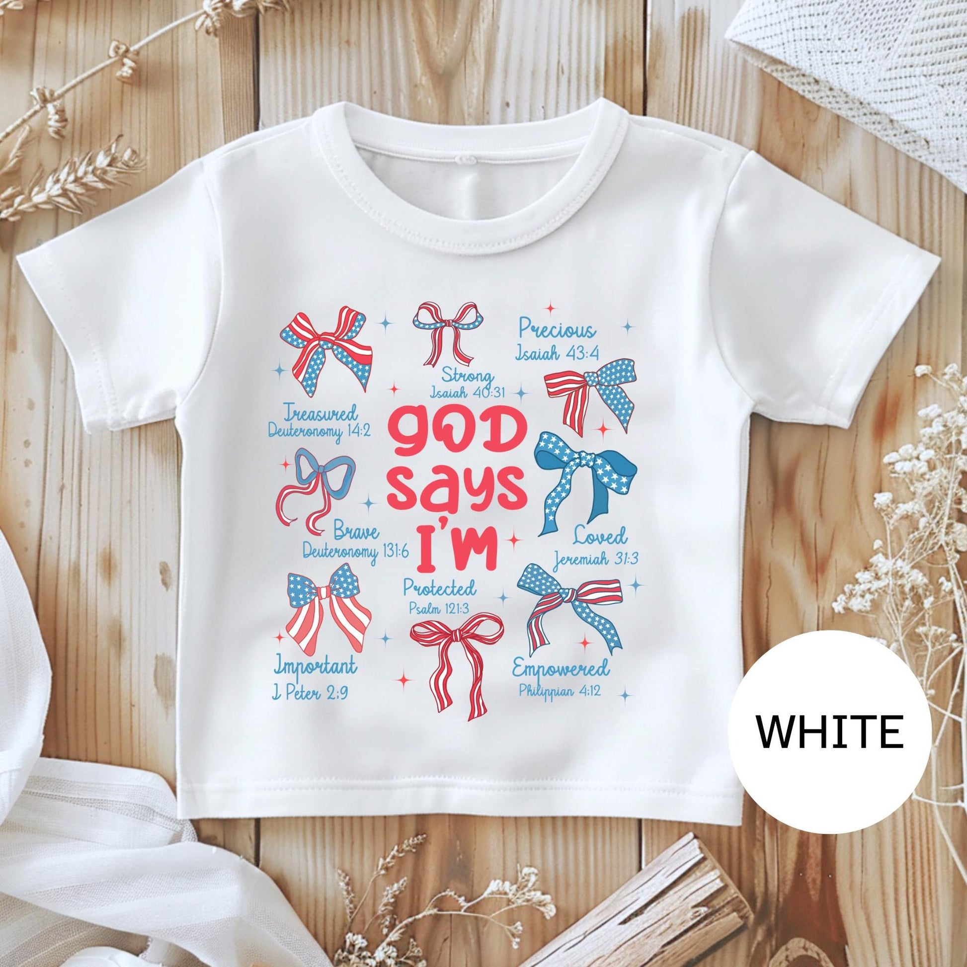 God Says I Am Youth Toddler Shirt Christian 4th of July Kids Shirt Patriotic Faith Tee Bible Verse Shirt