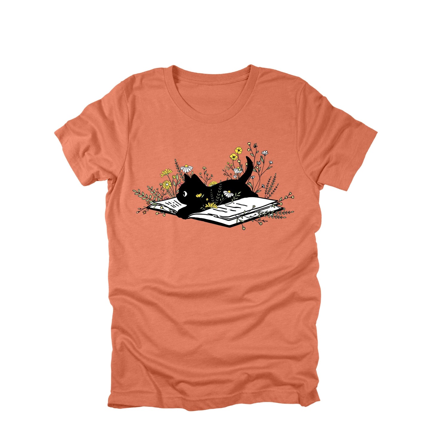Black Cat Book Shirt, Cat Lover Book Shirt, Reading Cat Tee, Book Lover Shirt, Floral Cat Shirt, Cute Cat Graphic Tee