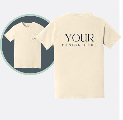 Comfort Colors Cotton T-shirt, Personalized Pocket Tee, Custom Logo Shirt, Garment Dyed Shirt, Custom Text Shirt, Business Tee