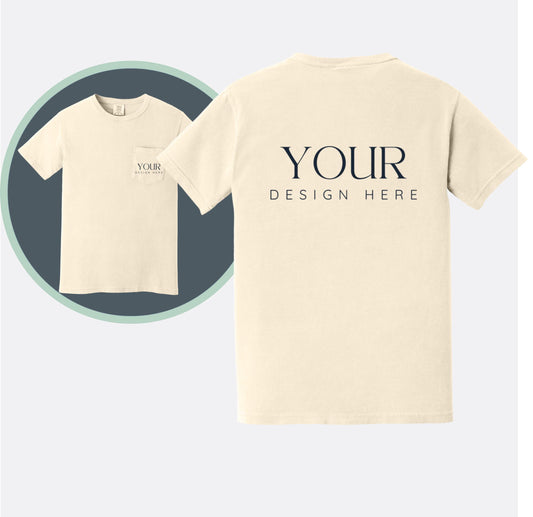 Comfort Colors Cotton T-shirt, Personalized Pocket Tee, Custom Logo Shirt, Garment Dyed Shirt, Custom Text Shirt, Business Tee
