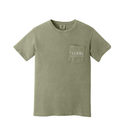 Comfort Colors 6030 Custom Pocket T-Shirt, Personalized Logo Shirt, Custom Business Tee, Front Back Logo Shirt, Company Team Shirt