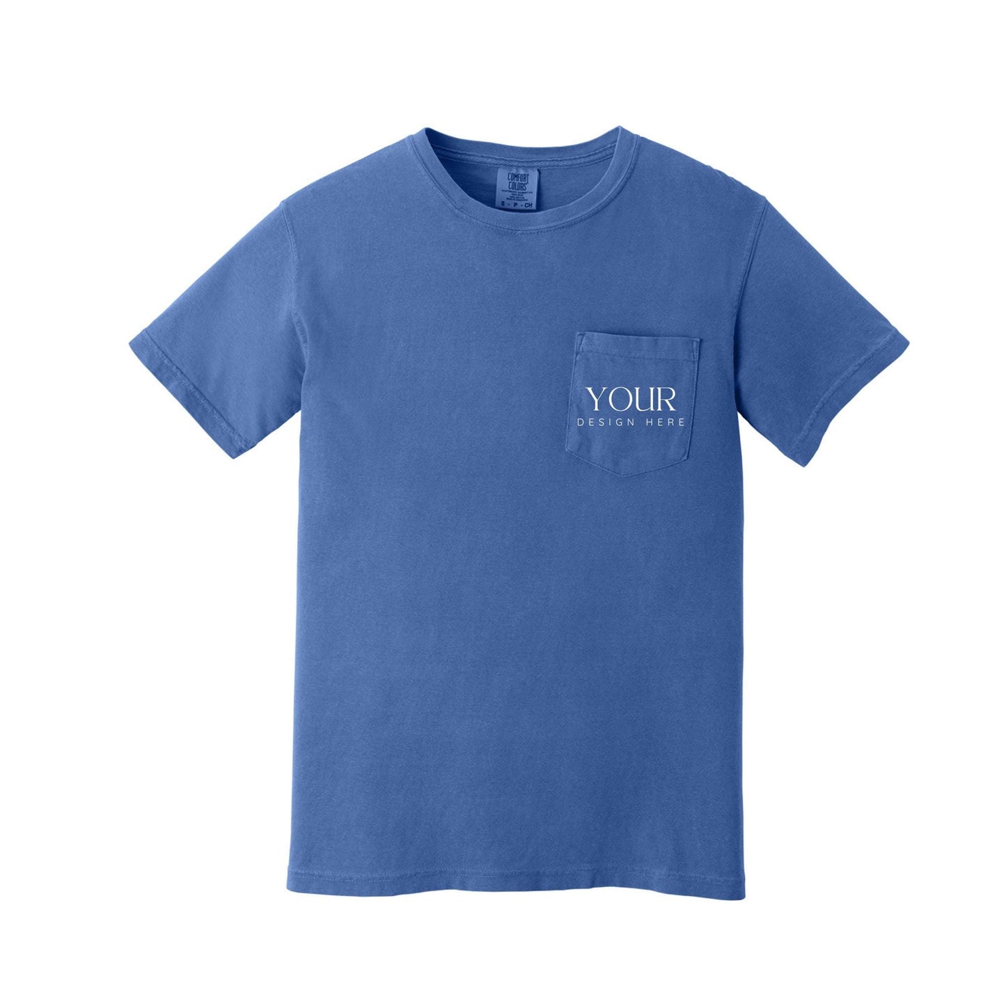 Comfort Colors 6030 Custom Pocket T-Shirt, Upload Your Logo, Personalized Business Shirt, Front Back Logo Tee