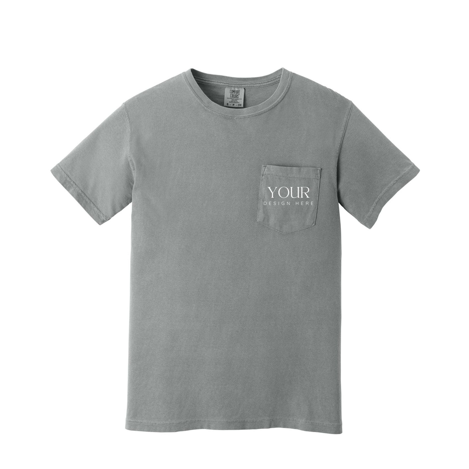 Comfort Colors 6030 Custom Pocket T-Shirt, Upload Your Logo, Personalized Business Shirt, Front Back Logo Tee