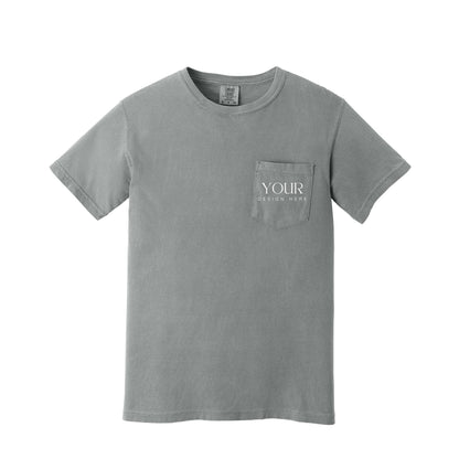 Comfort Colors 6030 Custom Pocket T-Shirt, Upload Your Logo, Personalized Business Shirt, Front Back Logo Tee