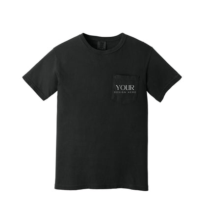 Comfort Colors 6030 Custom Pocket T-Shirt, Upload Your Logo, Personalized Business Shirt, Front Back Logo Tee