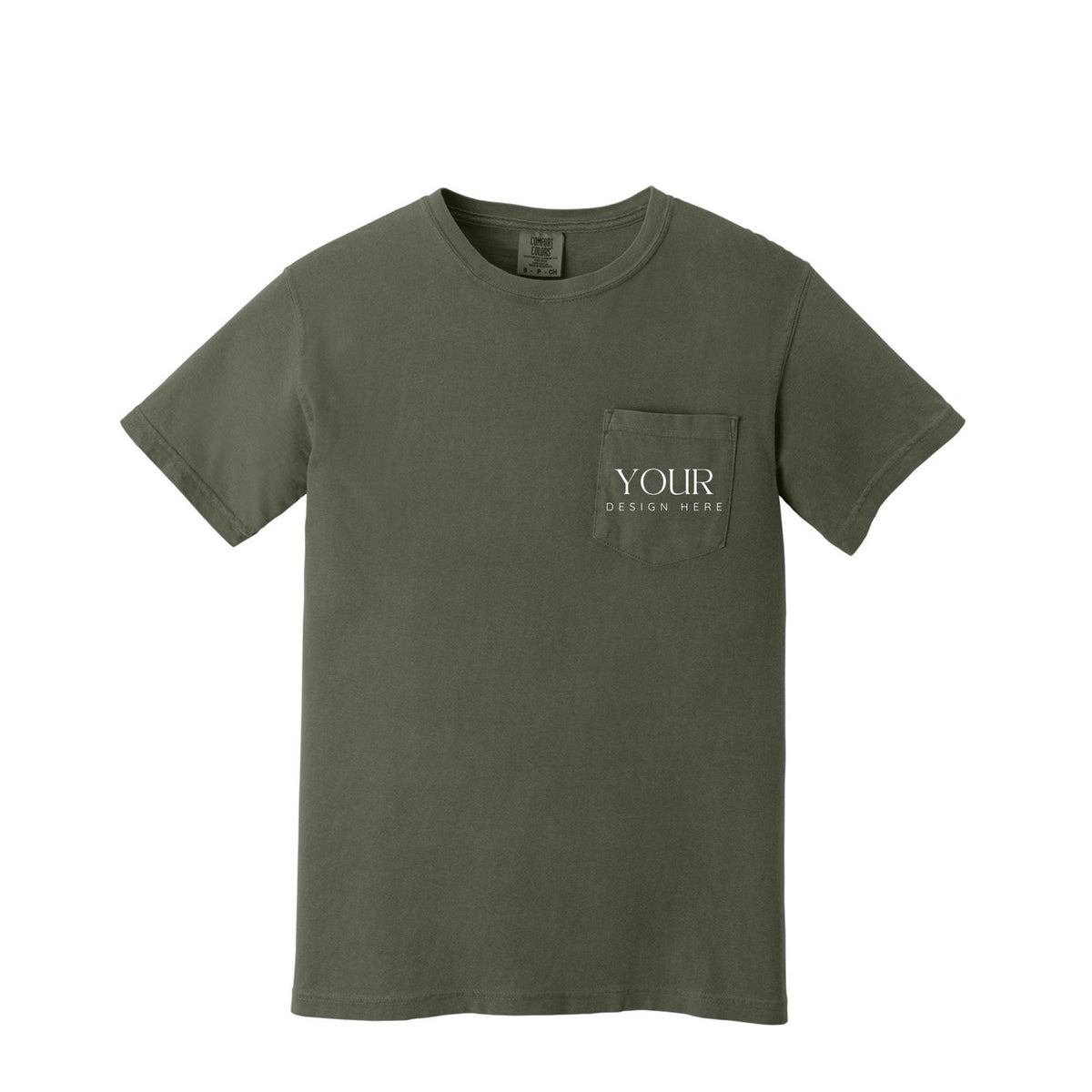 Comfort Colors 6030 Custom Pocket T-Shirt, Upload Your Logo, Personalized Business Shirt, Front Back Logo Tee