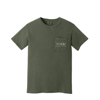 Custom 6030 Comfort Colors Pocket T-Shirt, Garment Dyed Cotton, Logo Tee