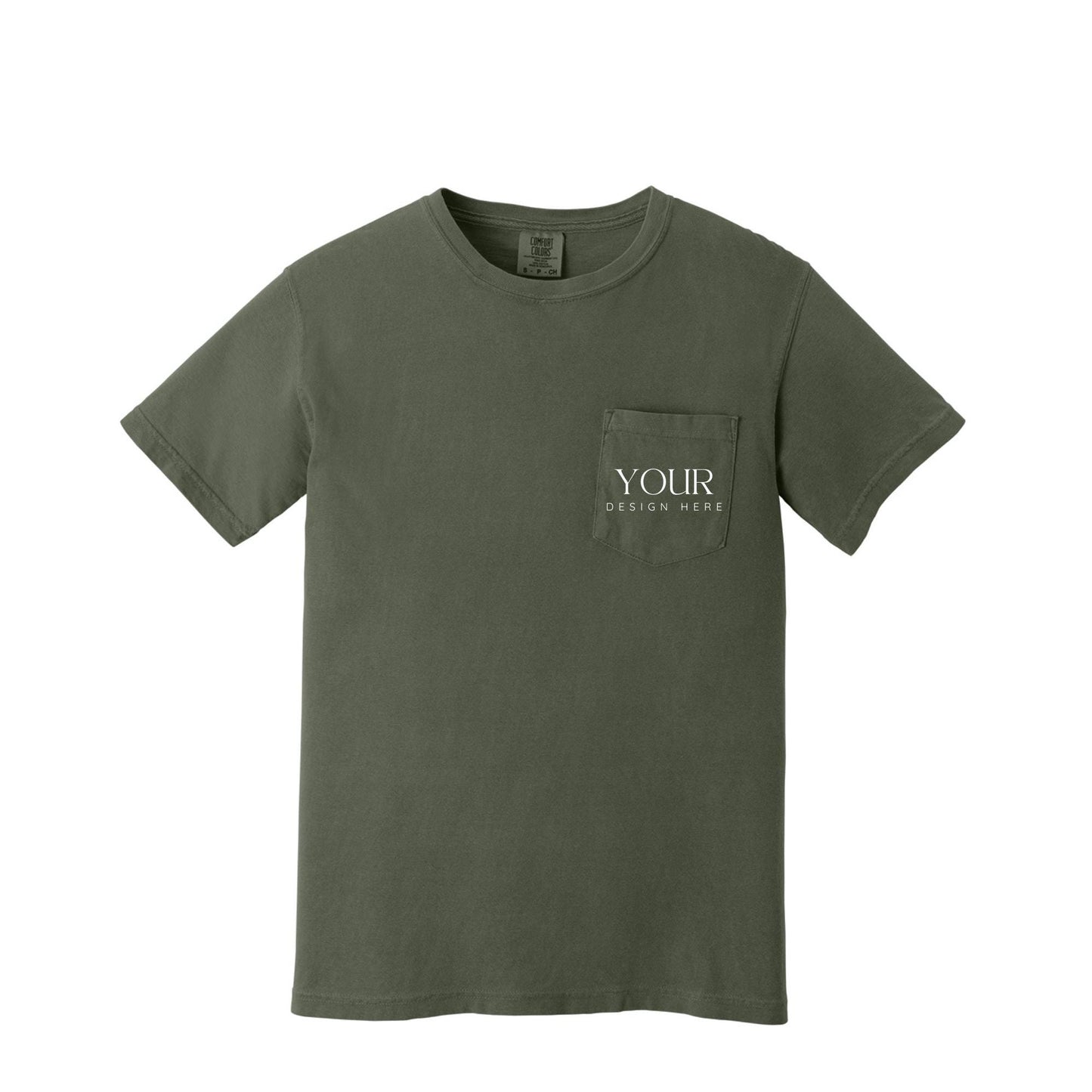 Comfort Colors 6030 Custom Pocket T-Shirt, Personalized Logo Shirt, Custom Business Tee, Front Back Logo Shirt, Company Team Shirt