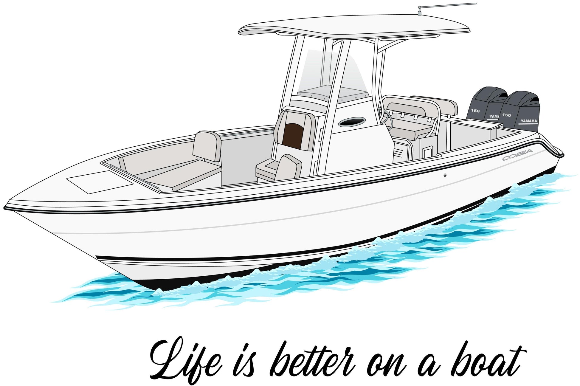 Custom boat drawing line art personalized illustration boat artwork