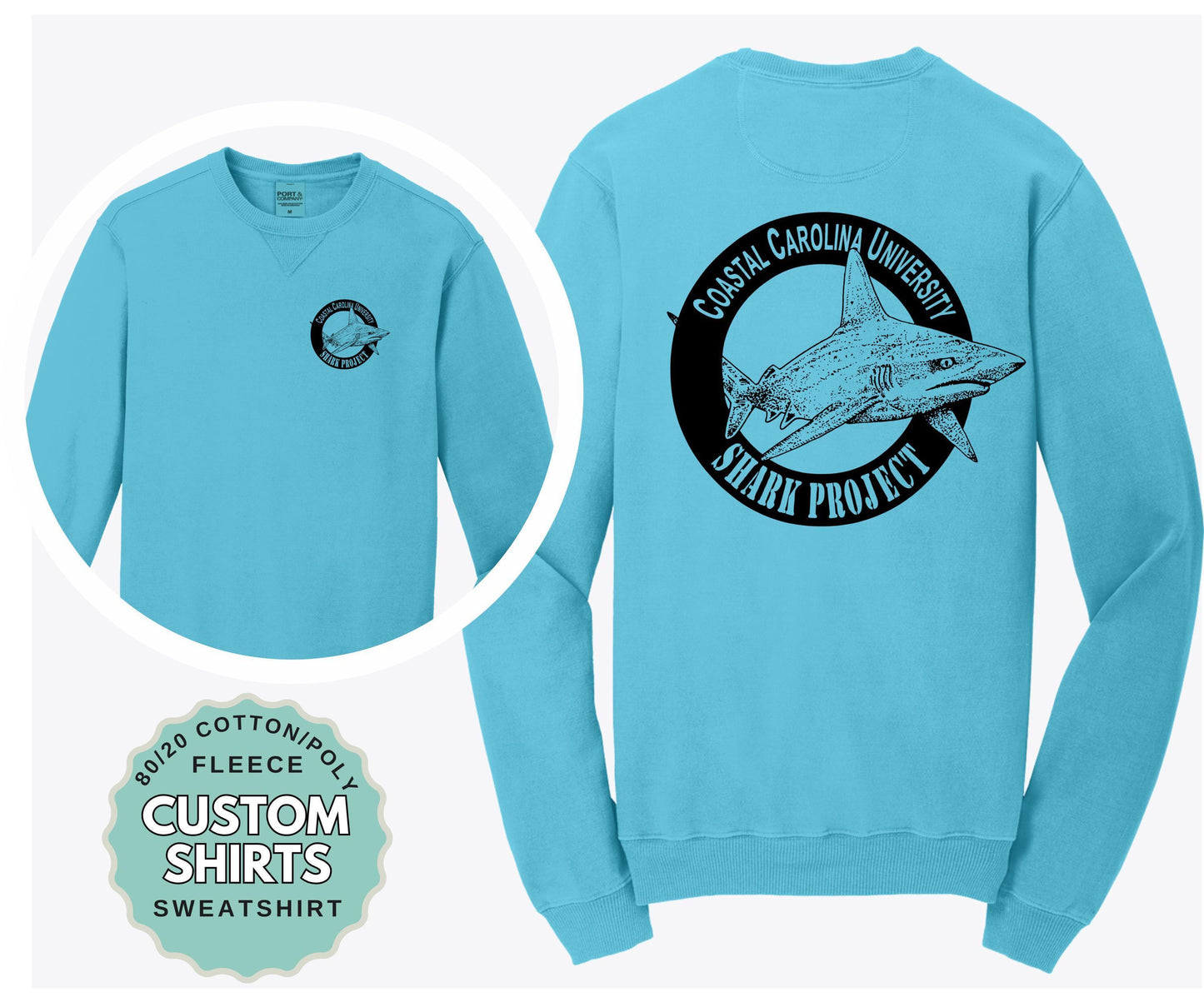 Custom Logo Crewneck Sweatshirt Port and Company PC098 Fleece Beach Wash Pullover
