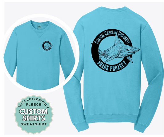 Custom Logo Crewneck Sweatshirt Port and Company PC098 Fleece Beach Wash Pullover